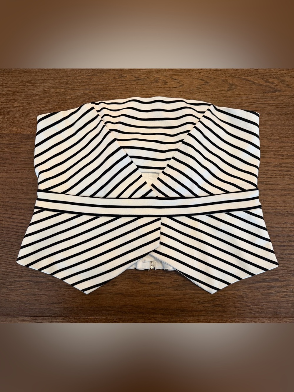 EUC Bardot Black and White Striped Cropped Top